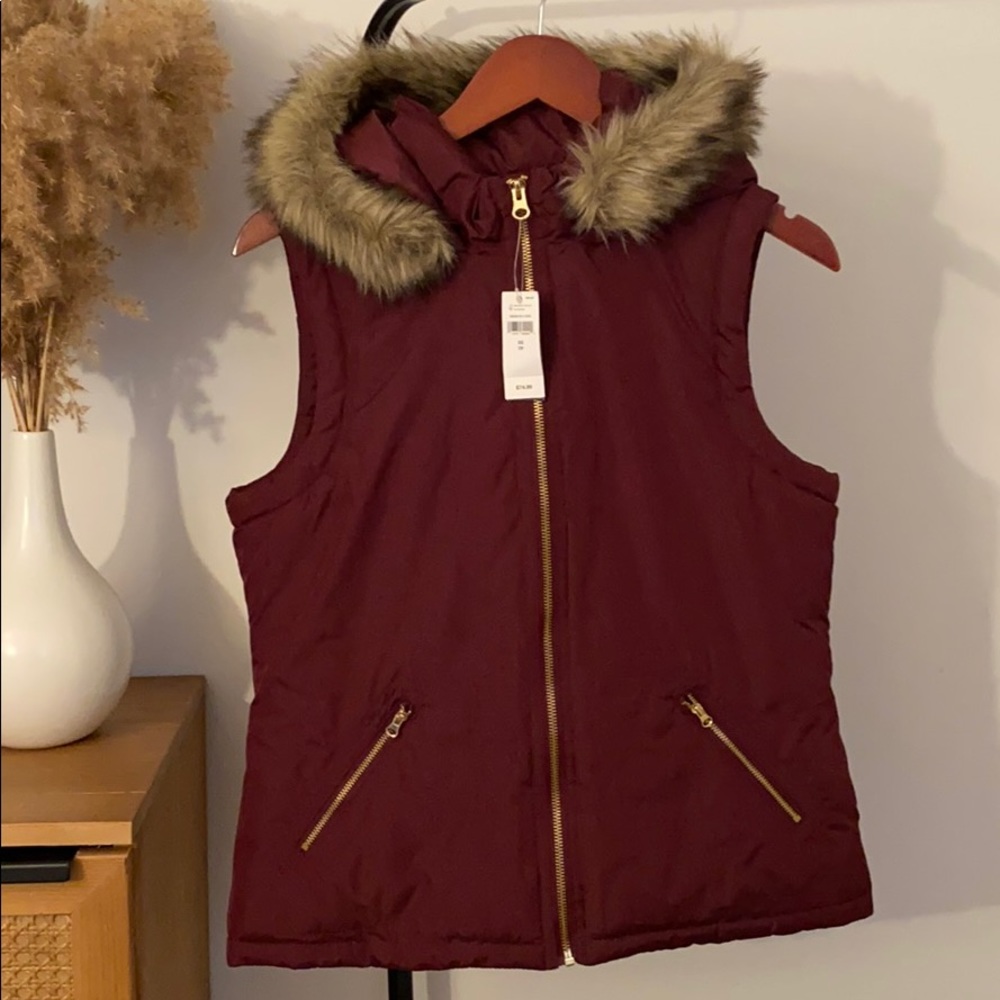 Gap Vest with Fur Trim Hood